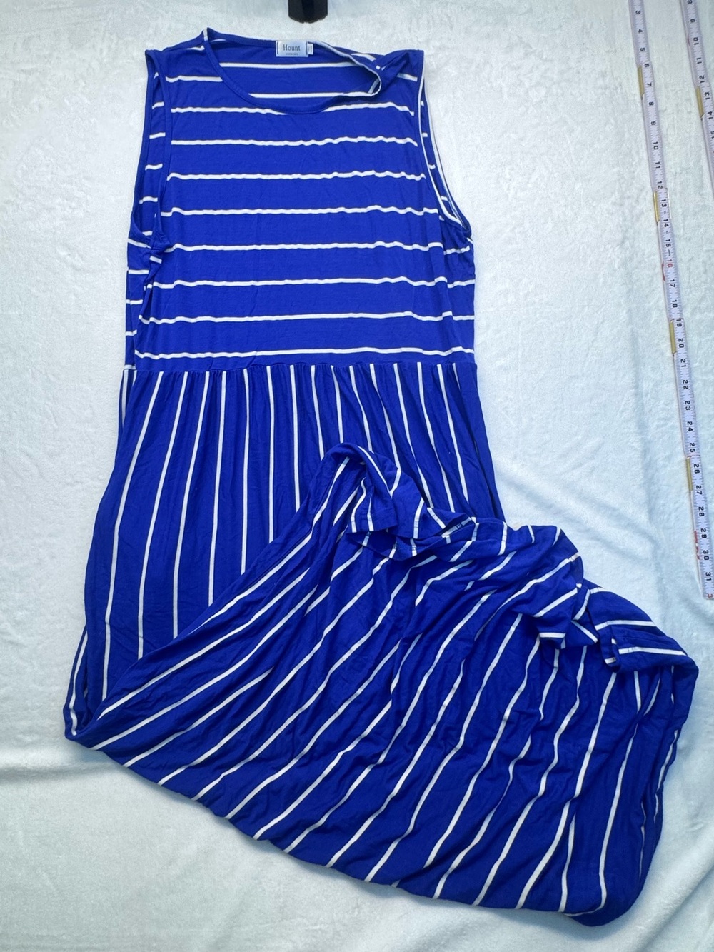 Hount Blue & White Striped Sleeveless Maxi Dress Size 2XL Casual Stretch - Picture 2 of 8